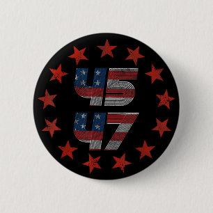 Macaron Rond 5 Cm Trump 2024 45 47 Drapeau Américain Vintage Rétro 4