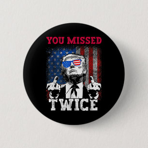 Macaron Rond 5 Cm Trump 2024 Drapeau américain que vous avez manqué