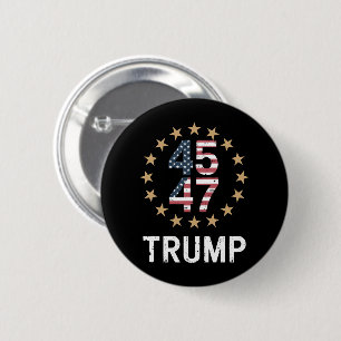 Macaron Rond 5 Cm Trump 2024 Drapeau de l'Amérique Revenir Trump 45 