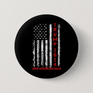Macaron Rond 5 Cm Trump 2024 Reprendre l'Amérique Élection Patriotiq