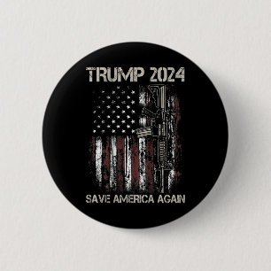 Macaron Rond 5 Cm Trump 2024 Sauvez à nouveau l'Amérique un pistolet