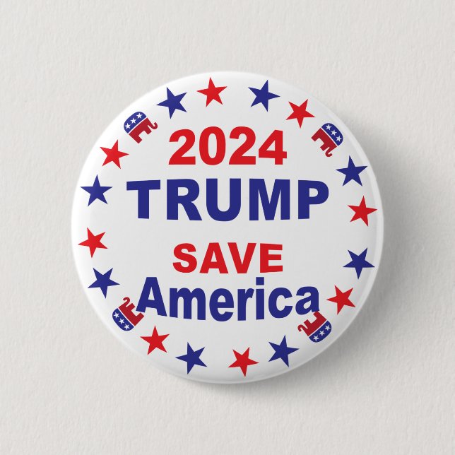 MACARON ROND 5 CM TRUMP 2024 SAVE AMERICA (Devant)