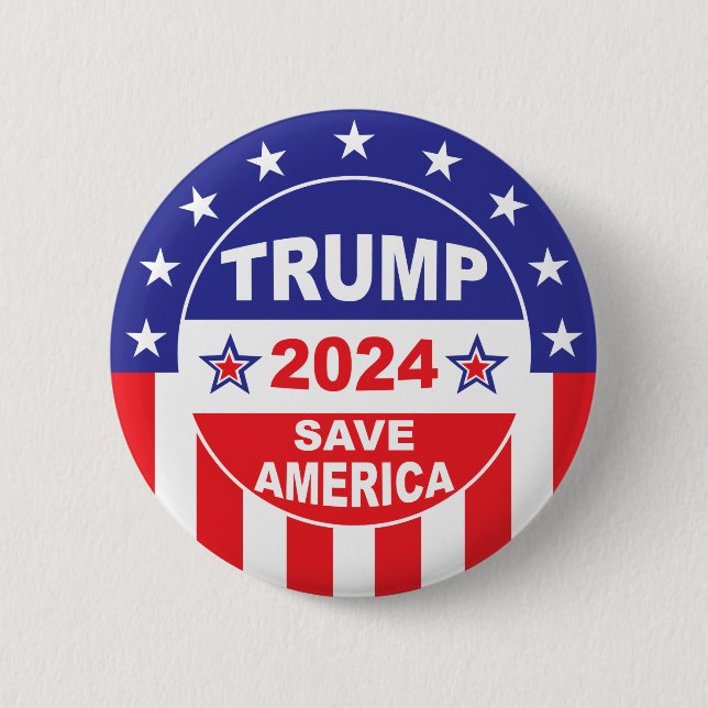 MACARON ROND 5 CM TRUMP 2024 SAVE AMERICA (Devant)