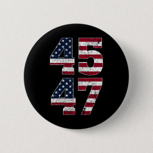 Macaron Rond 5 Cm Trump 2024 Vintage 45 47 Avec Drapeau Américain