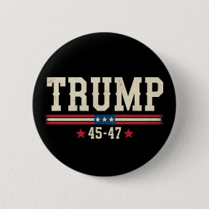 Macaron Rond 5 Cm Trump 45 47 Drapeau Américain USA Rétro Vintage