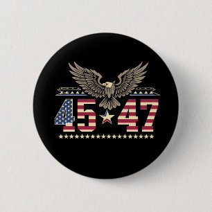 Macaron Rond 5 Cm Trump 45 47 Drapeau d'aigle américain Vintage