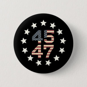 Macaron Rond 5 Cm Trump 45 47 étoiles Drapeau américain américain vi