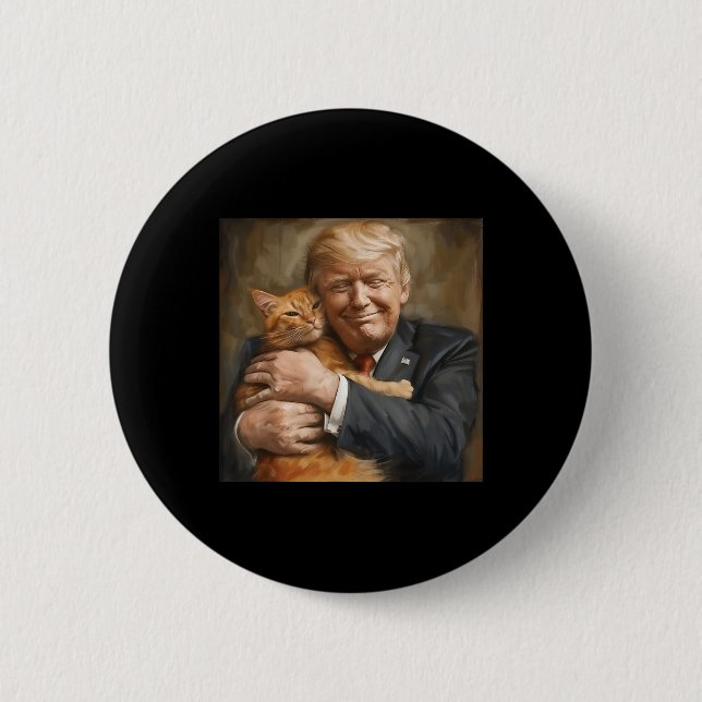 Macaron Rond 5 Cm Trump Accroche Un Chat Orange 2024 (Devant)