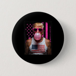 Macaron Rond 5 Cm Trump Bubble Gum Pink Sungles Usa Drapeau Funky _2
