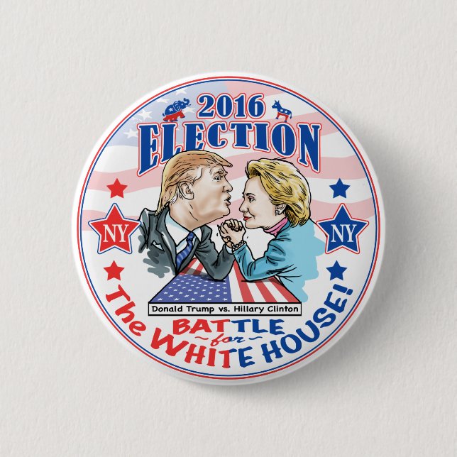 Macaron Rond 5 Cm Trump contre Hillary 2016 (Devant)