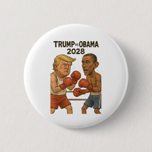 Macaron Rond 5 Cm Trump Contre Obama 2028 Concours De Boxe Drôle