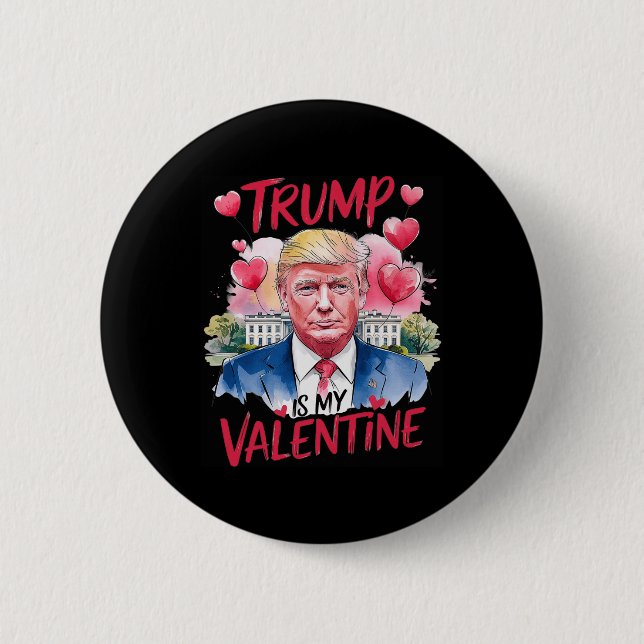 Macaron Rond 5 Cm Trump dans ma Saint Valentin drôle Saint Valentin  (Devant)
