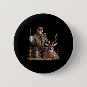 Macaron Rond 5 Cm Trump Deer Hunter Donald Trump Old School Camoufl