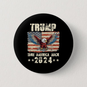 Macaron Rond 5 Cm Trump Eagle Président américain 2024 Reprendre l'A