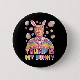 Macaron Rond 5 Cm Trump est mon lapin - drôle Trump des oreilles lap