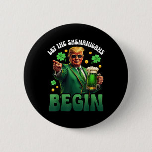 Macaron Rond 5 Cm Trump et le Jour de la Saint Patrick amusant laiss
