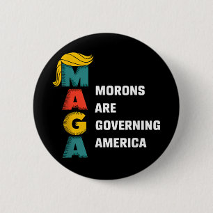 Macaron Rond 5 Cm Trump Funny, Trump et les morons gouvernent l'Amér