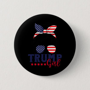 Macaron Rond 5 Cm Trump Girl Messy Bun Trump 2024 Election American