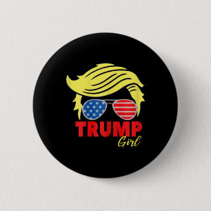 Macaron Rond 5 Cm Trump Girl Messy Bun Trump 2024 Election American
