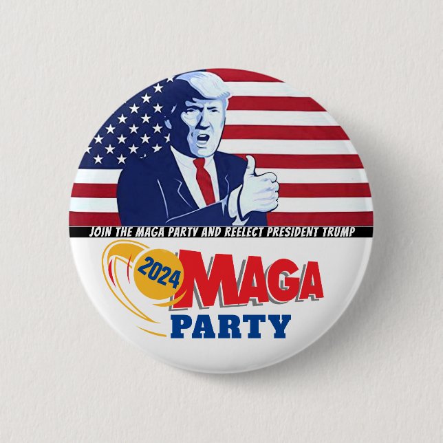 Macaron Rond 5 Cm Trump MAGA Party 2024 (Devant)