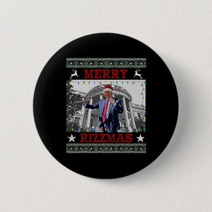 Macaron Rond 5 Cm Trump Merrry Rizzmas Drôle Humoristique Danse Trum
