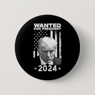 Macaron Rond 5 Cm Trump Mug Tiré Recherché Aux États-Unis Président