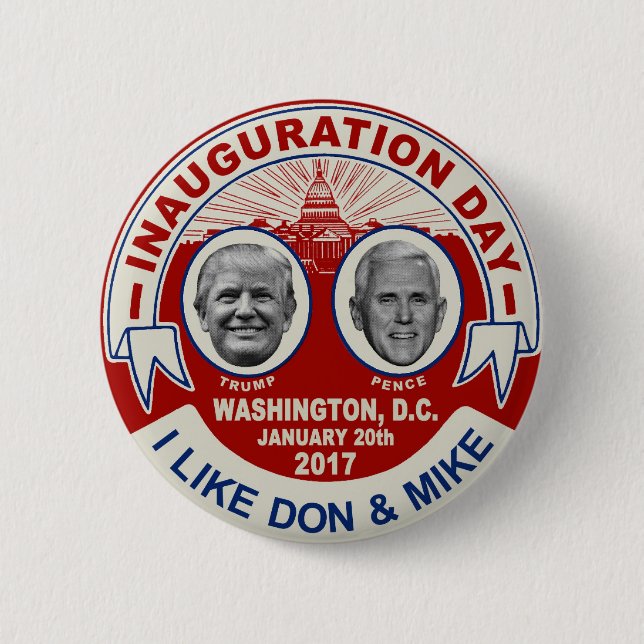 Macaron Rond 5 Cm Trump Pence Style Rétro Souvenir de jour d'inaugur (Devant)