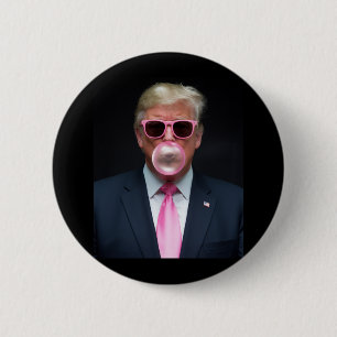 Macaron Rond 5 Cm Trump Pink Bubble Gum Président 47 USA