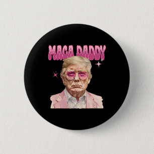 Macaron Rond 5 Cm Trump Pink Sungles Maga Daddy Funny Trump 2024