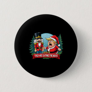 Macaron Rond 5 Cm Trump Santa Claus Avec Casse-Noisette Ils Mangent
