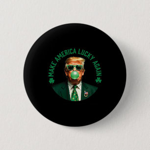 Macaron Rond 5 Cm Trump Shamrock Faire à nouveau l'Amérique Chanceus