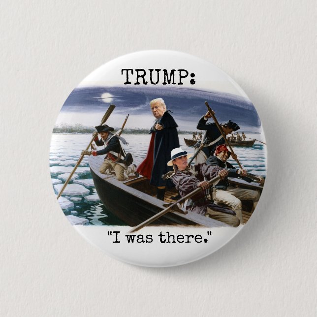 Macaron Rond 5 Cm Trump traversant le Delaware (Devant)