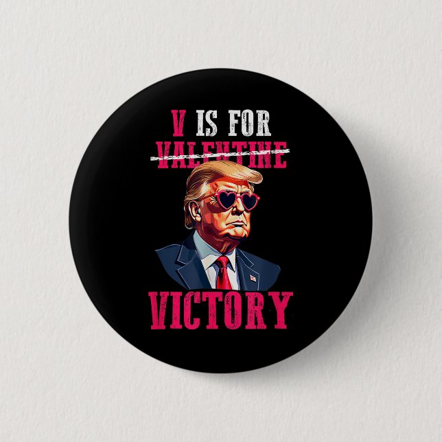 Macaron Rond 5 Cm Trump Valentines Jour V : Victoire Trump (Devant)
