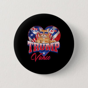 Macaron Rond 5 Cm Trump Vance 2024 Cat Heart Président politique amé