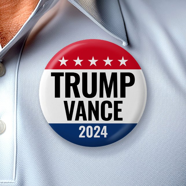 Macaron Rond 5 Cm Trump Vance 2024 - Classic Campaign Design Stars (Campaign Button)