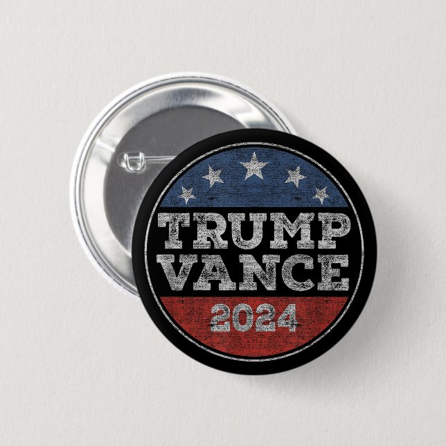 Macaron Rond 5 Cm Trump Vance 2024 Pour Président VP USA Election (Devant & derrière)