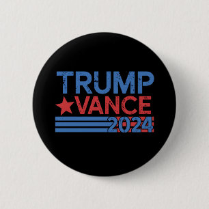 Macaron Rond 5 Cm Trump Vance 2024 Président 47 États-Unis Vintage