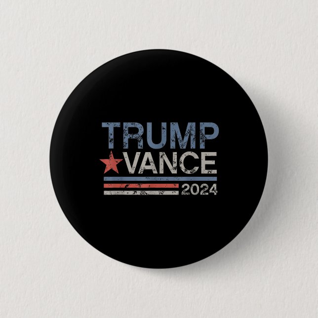 Macaron Rond 5 Cm Trump Vance 2024 Retro Stripe Trump Jd Vance (Devant)