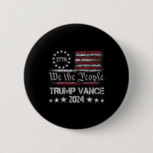Macaron Rond 5 Cm Trump Vance 2024 Retro Stripe Trump Jd Vance (sur