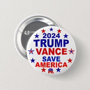 Macaron Rond 5 Cm Trump Vance 2024 Sauvez l'Amérique