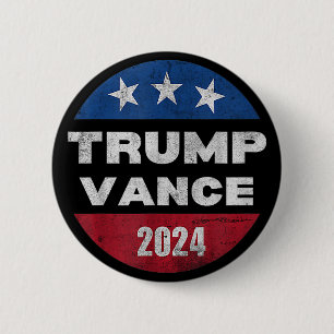 Macaron Rond 5 Cm Trump Vance 2024 Vice-Président Élection Rétro 