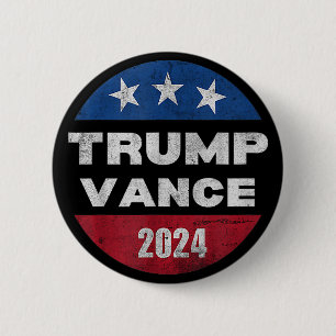 Macaron Rond 5 Cm Trump Vance 2024 Vice-Président VP Election Retro
