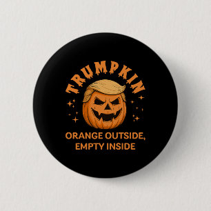 Macaron Rond 5 Cm Trumpkin Orange Dehors Vide À L'Intérieur De Funny