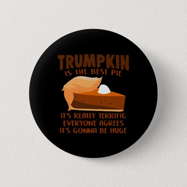 Macaron Rond 5 Cm Trumpkin Pie Drôle Fête de Thanksgiving (Devant)