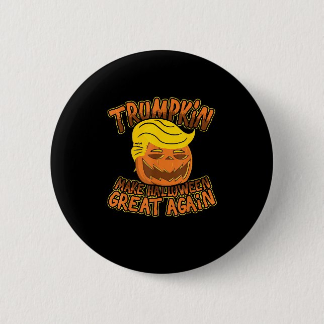 Macaron Rond 5 Cm Trumpkin Rendre Halloween grande à nouveau drôle p (Devant)