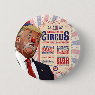 Macaron Rond 5 Cm Trump's Clown Show Circus - Design Poster vintage
