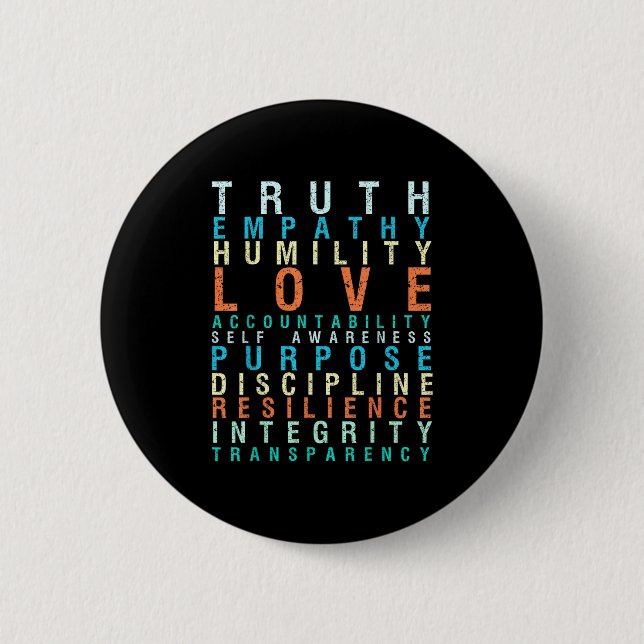 Macaron Rond 5 Cm Truth Love Empathy Self Awareness Insrational Word (Devant)