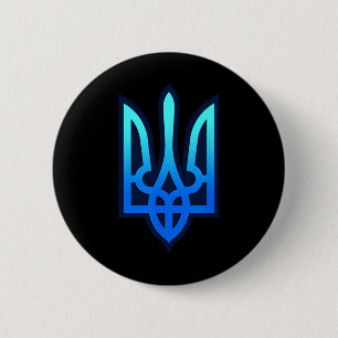 Macaron Rond 5 Cm Tryzub Armoiries Ukrainiennes Cadeau Ukrainien