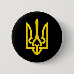 Macaron Rond 5 Cm Tryzub symbole de l'Ukraine 