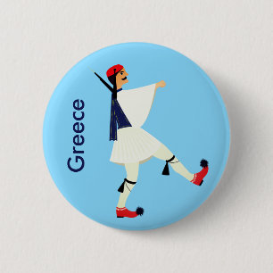 Macaron Rond 5 Cm Tsolias (Evzones) avec fustanella Grèce souvenir